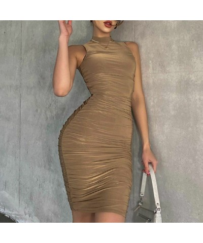 Vestido ajustado sin mangas con cuello redondo, moderno y sexy. $17.95 Vestido