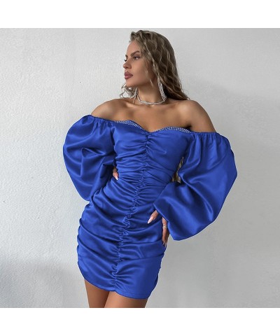 Vestido de manga larga plisado con espalda descubierta y un solo hombro, moderno y sexy $38.95 Vestido