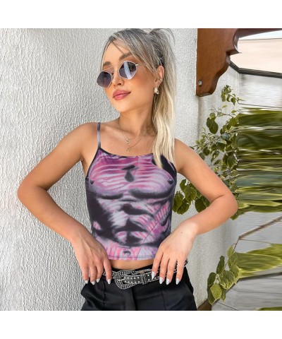 Top halter estampado con ombligo, corte ajustado, chica sexy y de moda $11.58 Camiseta femenina