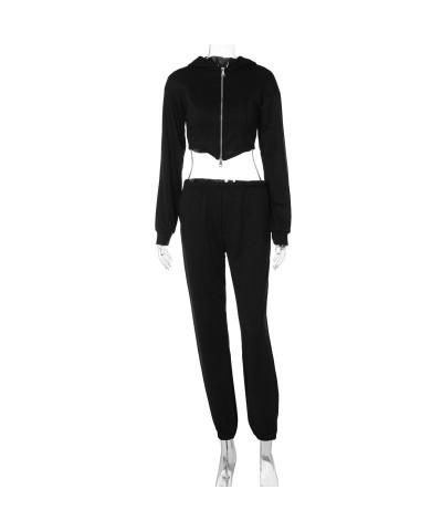 Traje de pantalones delgados con capucha y cremallera informal de moda $45.37 Traje casual de moda