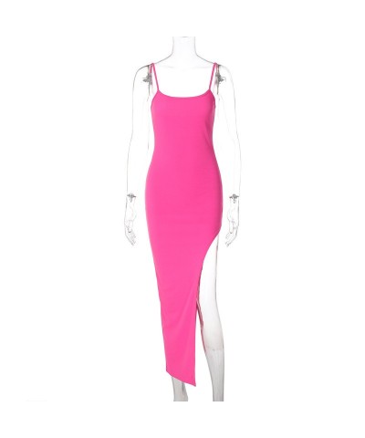 Vestido con tirantes de color liso con abertura sin espalda, moderno y sexy $18.87 Vestido