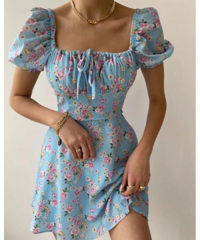 Vestido floral con mangas abullonadas de moda francesa $25.27 Vestido