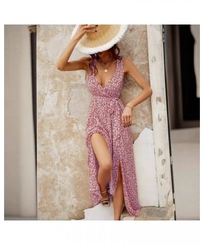 Vestido de primavera y verano Falda larga estampada floral con cuello en V $24.80 Vestido