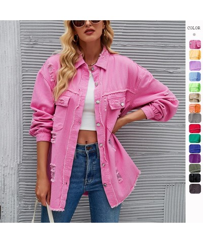 Chaqueta vaquera lavada de manga larga con rotos $38.58 Chaqueta vaquero de mujer