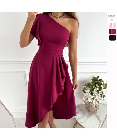 Vestido midi ajustado con hombros descubiertos y dobladillo irregular en color liso $27.85 Vestido