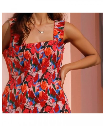 Vestido midi ajustado con estampado floral y dobladillo con volantes $27.17 Vestido