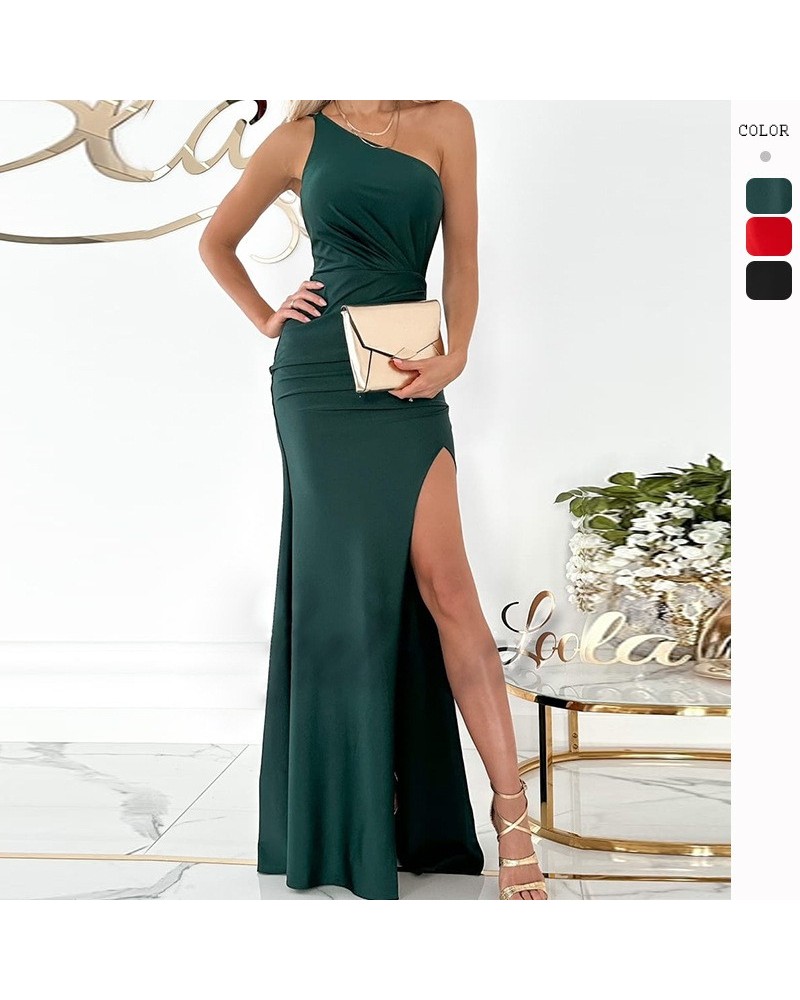 Elegante vestido con abertura y espalda descubierta, sin tirantes y con hombros descubiertos $35.78 Vestido