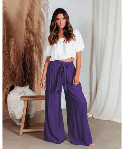 Pantalones casuales talla grande color sólido pierna ancha pantalones largos ropa $28.38 Pantalones casuales