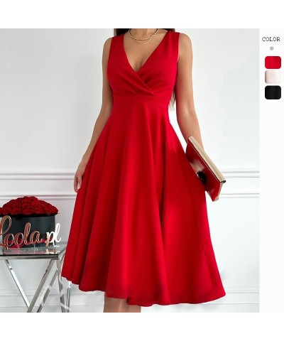 Vestido elegante empalmado con cuello en V y amplio vuelo $29.41 Vestido