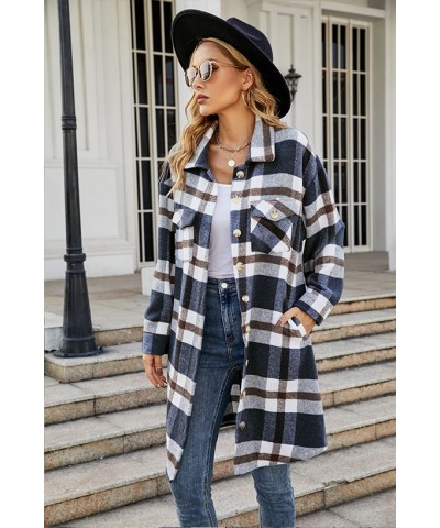 Abrigo largo de lana a cuadros con solapa estilo otoño versátil $36.31 Abrigo de lana para mujeres