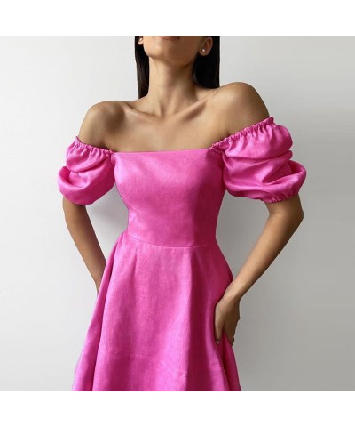 Elegante vestido ajustado de talle alto, manga corta y cuello cuadrado $27.90 Vestido