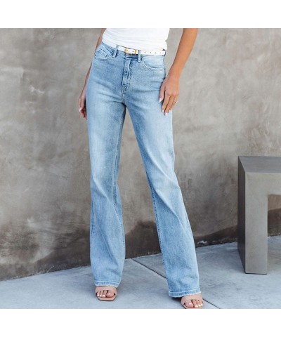 Pantalones rectos de mezclilla de talle medio, versátiles, de moda, lavados, vaqueros largos para mujer $35.49 Jeans para muj...