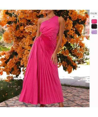 Elegante vestido plisado con un solo hombro, ajustado y hueco $43.68 Vestido