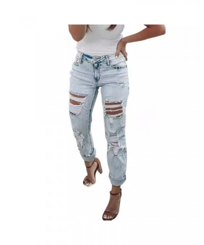 Pantalones vaqueros rasgados ajustados a la moda para mujer de cintura alta $30.38 Jeans para mujeres