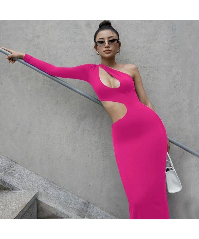 Vestido de manga larga con un hombro hueco, moderno y sexy. $19.49 Vestido