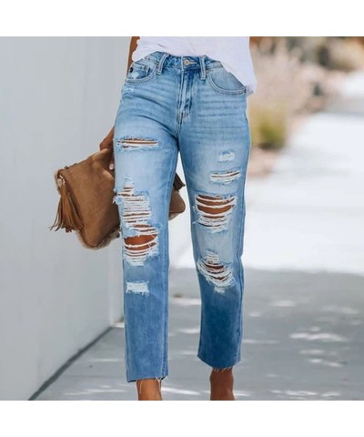 Pantalones vaqueros sencillos, rasgados, ajustados y lavados para mujer. $33.18 Jeans para mujeres