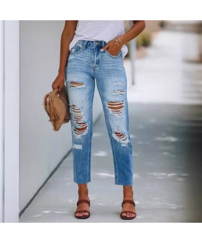 Pantalones vaqueros sencillos, rasgados, ajustados y lavados para mujer. $33.18 Jeans para mujeres