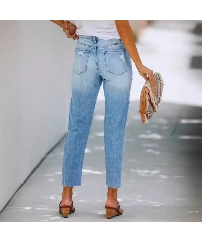 Pantalones vaqueros sencillos, rasgados, ajustados y lavados para mujer. $33.18 Jeans para mujeres