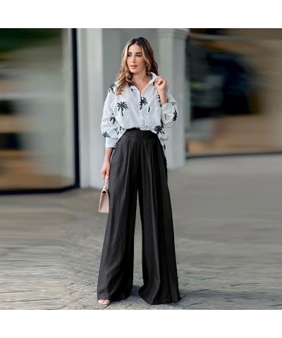 Traje de moda con pantalones de pierna ancha y top con solapa estampada de otoño e invierno $47.42 Traje casual de moda