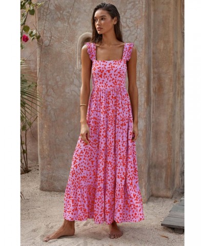 Vestido bohemio con tirantes, vestido largo estampado y fluido $41.41 Vestido