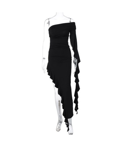 Elegante vestido ajustado de color liso plisado con un solo hombro $27.28 Vestido