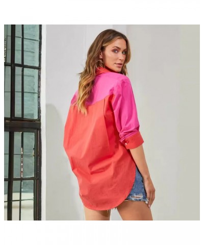 Cárdigan elegante con solapa y bloques de color, camisa de manga larga con un solo botonadura $29.15 Camisa de mujer