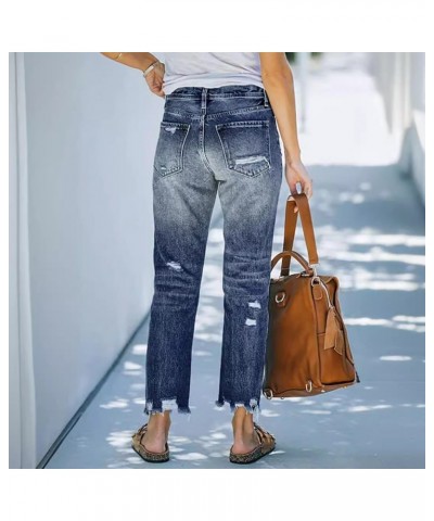 Pantalones vaqueros informales de cintura alta, ajustados, con borlas rasgadas y pies elásticos para mujer $37.13 Jeans para ...