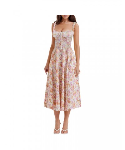 Vestido francés floral con falda sin espalda y tirantes sin tirantes de alta gama $26.68 Vestido