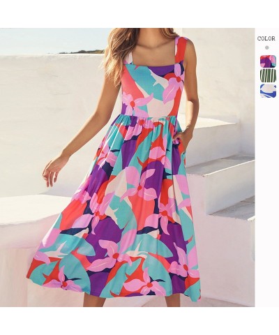 Vestido suelto con estampado de tirantes sexy $31.62 Vestido