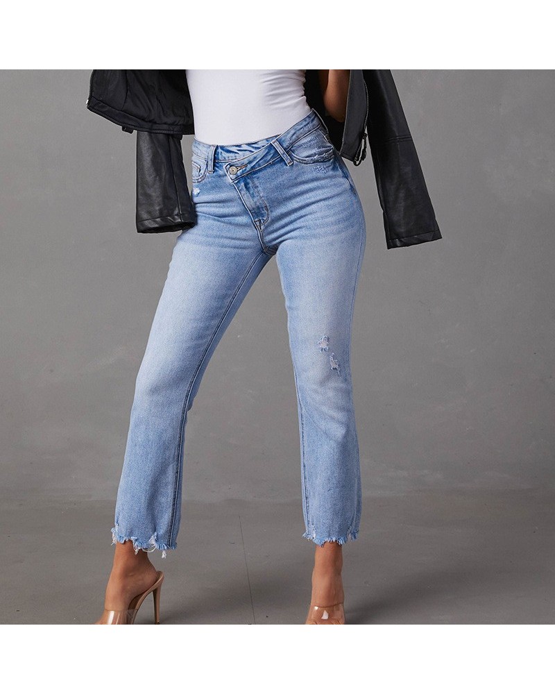 Vaqueros Sueltos Pierna Ancha Estilo Largo Calle Vaqueros Lavados De Moda $29.17 Jeans para mujeres