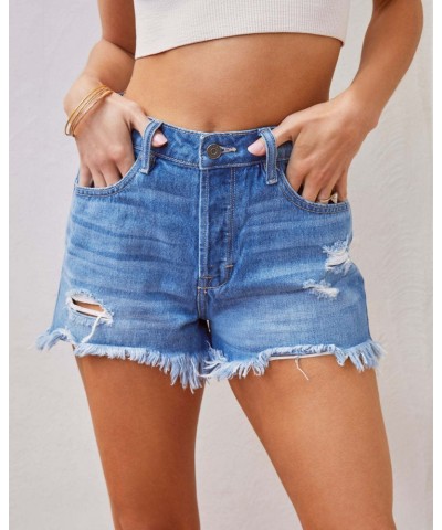 Shorts vaqueros rasgados de cintura alta con flecos para mujer $19.18 Jeans para mujeres