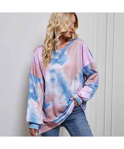 Sudadera de manga larga con cuello redondo para otoño e invierno, sudadera informal holgada con estampado tie-dye $19.50 Suét...