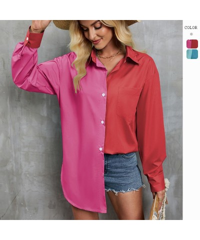 Camisa de moda casual color a juego camisa de un solo pecho $28.16 Camisa de mujer