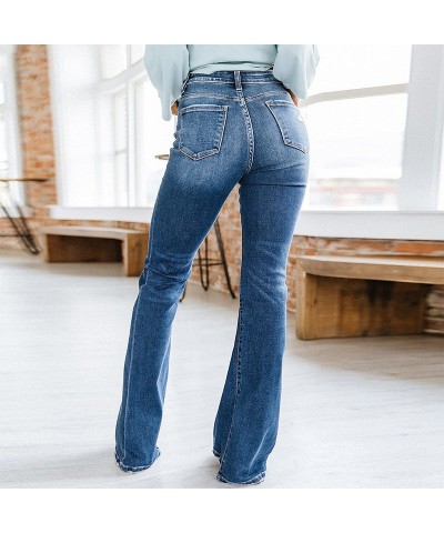 Pantalones vaqueros ligeramente acampanados de cintura alta ajustados de moda casual de invierno para mujer $33.54 Jeans para...