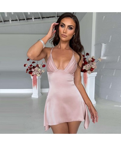 Vestido con tirantes y top de tubo sin espalda con cuello en V, moderno y sexy $26.69 Vestido