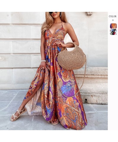 Vestido de playa estilo resort con estampado bohemio de tiras $26.21 Vestido