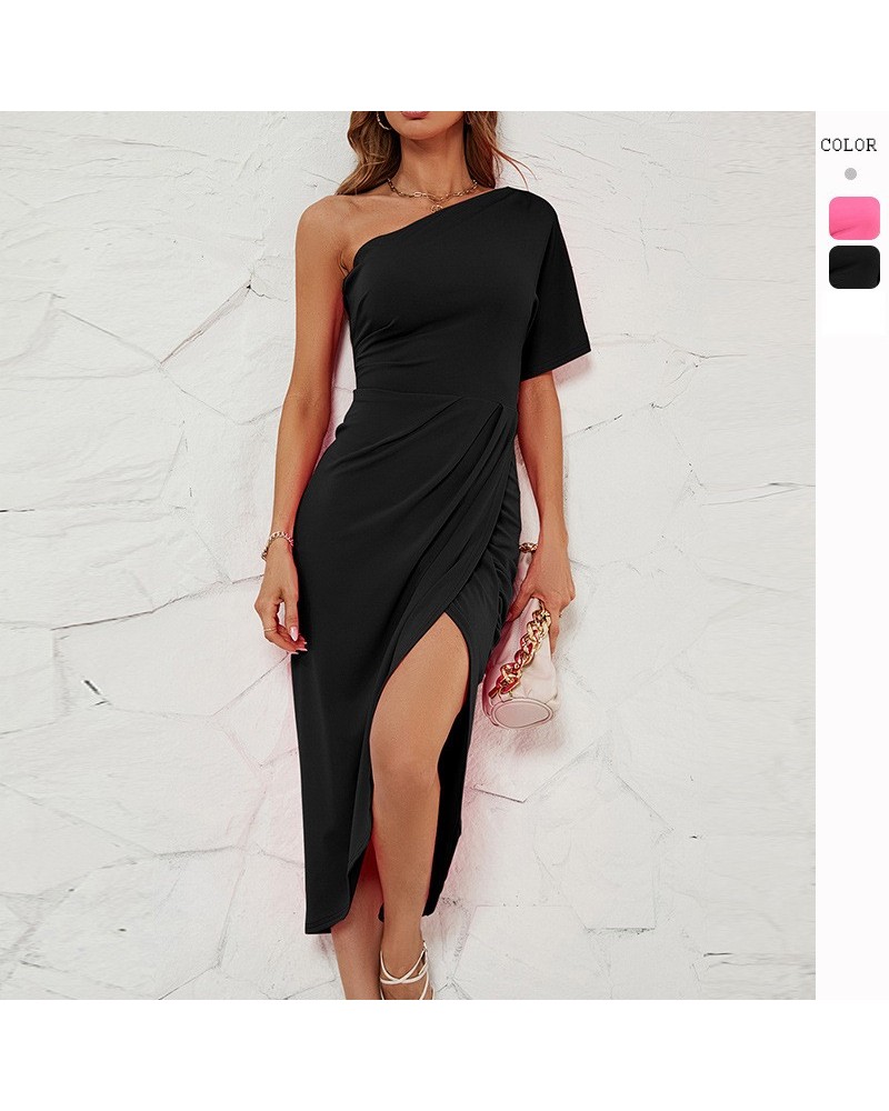 Vestido irregular sexy de un hombro $28.39 Vestido