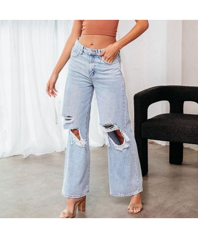 Vaqueros adelgazantes rasgados de cintura alta para mujer $34.40 Jeans para mujeres