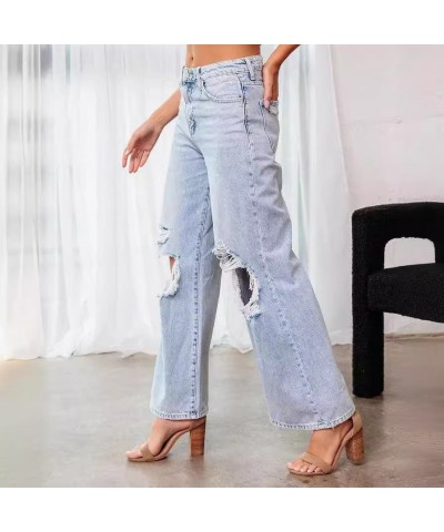 Vaqueros adelgazantes rasgados de cintura alta para mujer $34.40 Jeans para mujeres