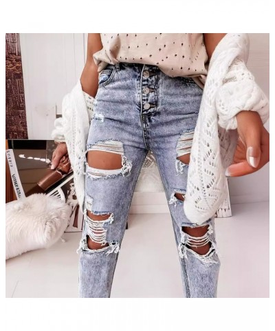 Pantalones vaqueros ajustados y rasgados de moda urbana para mujer. $28.60 Jeans para mujeres