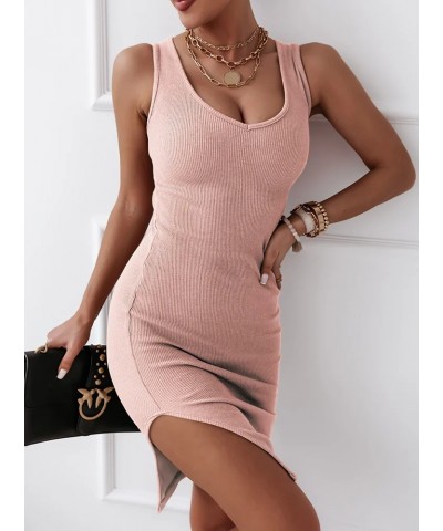 Vestido de chaleco con abertura y cuello redondo, tejido brillante, moderno y sexy $21.29 Vestido