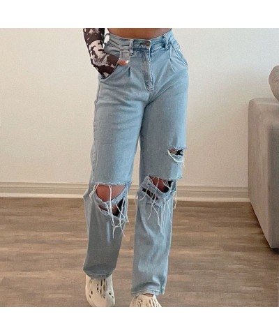 Jeans rectos casuales, jeans rotos, jeans adelgazantes. $36.61 Jeans para mujeres