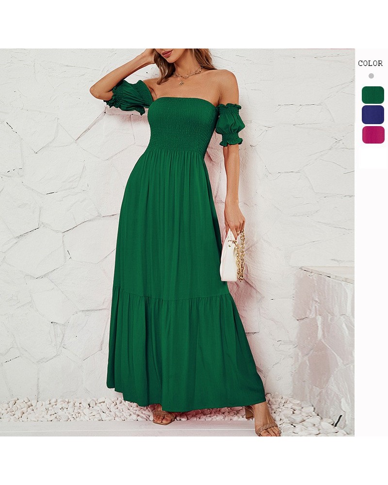 Vestido de un solo hombro, manga corta y espalda descubierta. $28.94 Vestido