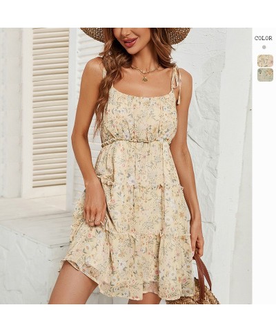 Vestido corto con tirantes y cintura alta, estampado, sin espalda $31.67 Vestido