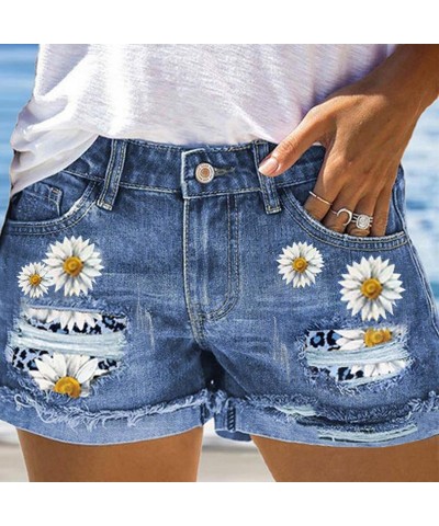 Shorts vaqueros con estampado floral y cintura alta $22.98 Jeans para mujeres