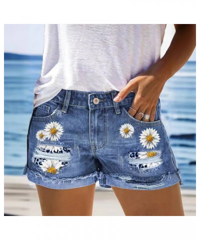 Shorts vaqueros con estampado floral y cintura alta $22.98 Jeans para mujeres