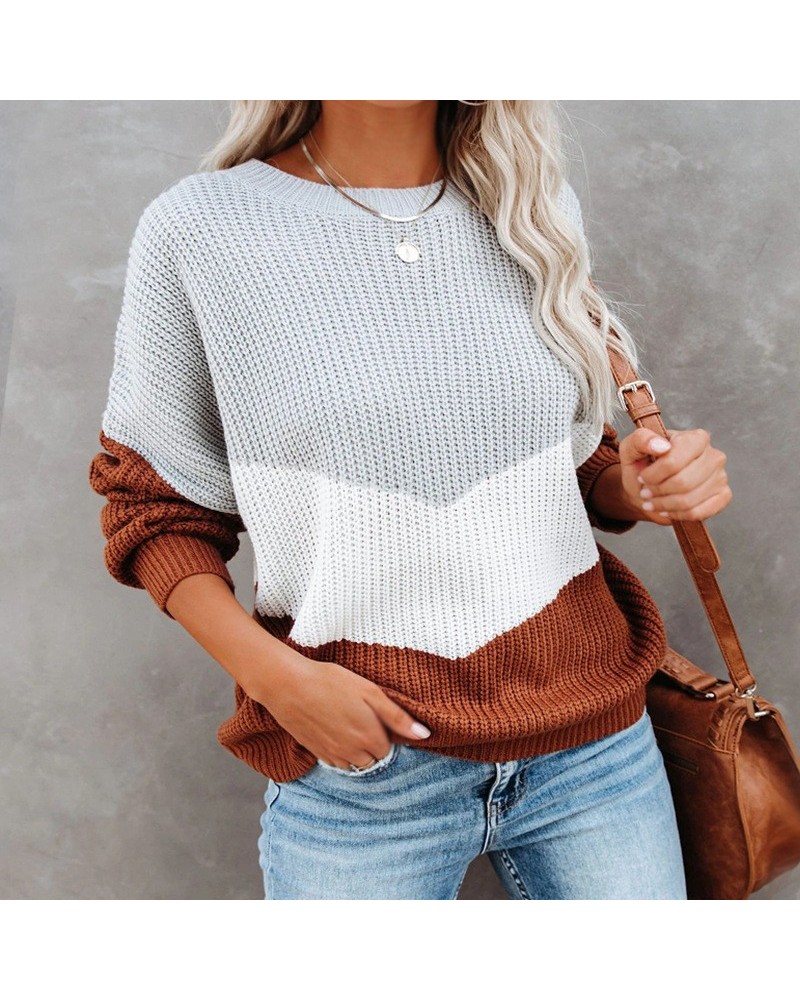 Suéter suelto de manga larga con cuello redondo simple estilo otoño e invierno $24.18 Suéter