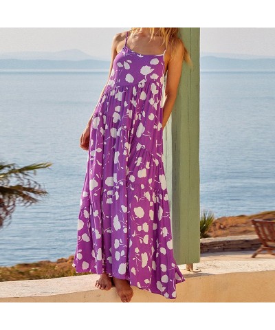 Vestido estampado con tirantes, vestido largo de playa para vacaciones $34.09 Vestido