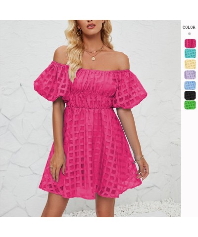 Minivestido plisado de cintura alta, manga corta y hombros descubiertos $31.46 Vestido