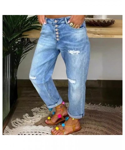 Vaqueros rasgados, vaqueros de pierna recta, holgados, adelgazantes y de talle bajo para primavera y verano. $34.22 Jeans par...